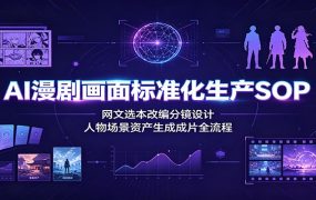 AI漫剧画面标准化生产SOP:网文选本改编分镜设计,人物场景资产生成成片全流程