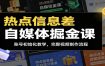 热点信息差自媒体掘金课：账号初始化教学，完整视频制作流程