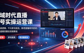 全域时代直播起号实操运营课｜账号底层逻辑、千川多元投流、新老直播间冷启动、投放复盘稳流量全流程教程