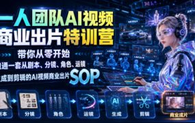 一人团队AI视频商业出片实战课：带你从零开始跑通一套从剧本、分镜、角色、运镜、生成到剪辑的AI视频商业出片SOP