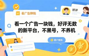 看一个广告一块钱，好评无数的新平台，不黑号，不养机，一撸几十块钱还是不错的【揭秘】
