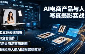 AI电商产品与人像写真摄影实战课｜SD本地云端部署、MJ全套操作、多品类商品商用出图、创意风格人像AI绘图完整教程