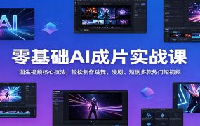 零基础AI成片实战课：图生视频核心技法，轻松制作跳舞、漫剧、短剧多款热门短视频
