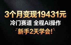 3个月变现19431元，冷门赛道 全程Ai操作，新手2天学会！