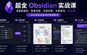 超全Obsidian实战课，涵盖数据库、思维导图、白板绘图、文献联动、AI生成，一站式搞定所有知识管理需求