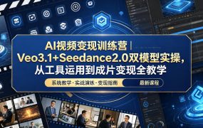 AI视频变现训练营|Veo3.1+Seedance2.0双模型实操,从工具运用到成片变现全教学