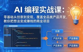 AI编程实战课-第三期-6月更新：零基础从创意到变现，覆盖全品类产品开发，把想法变成赚钱项目