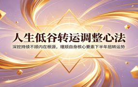 人生低谷转运调整心法：深挖持续不顺内在根源，理顺自身核心要素下半年扭转运势
