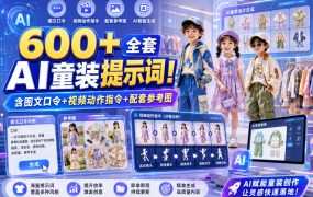 600+全套AI童装提示词！含图文口令+视频动作指令+配套参考图，Word-Excel规整分类，童装电商、种草无脑量产内容！