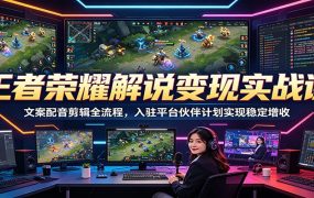 王者荣耀解说变现实战课:文案配音剪辑全流程,入驻平台伙伴计划实现稳定增收