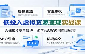 低投入虚拟资源变现实战课:合规版权类目解析,多平台SEO引流私域成交