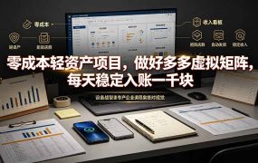 零成本轻资产项目，做好多多虚拟矩阵，每天稳定入账一千块