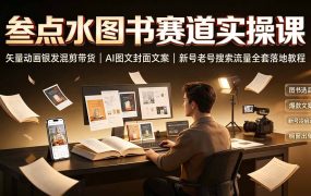 叁点水图书赛道实操课｜矢量动画银发混剪带货，AI图文封面文案，新号老号搜索流量全套落地教程
