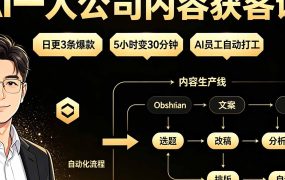 AI一人公司内容获客课:日更3条爆款×5小时变30分钟×AI员工自动打工,轻松实现多平台获客