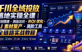 千川全域投放落地实操全课｜计划搭建・测品出价・ROI优化・AI素材量产・高阶工具全链路实战教程