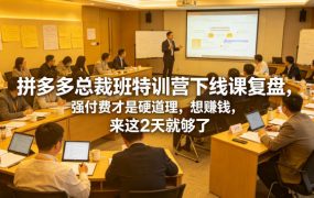 拼多多总裁班特训营下线课复盘，强付费才是硬道理，想賺钱，来这2天就够了
