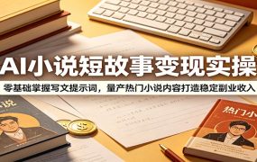 AI小说短故事变现实操：零基础掌握写文提示词，量产热门小说内容打造稳定副业收入