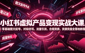 小红书虚拟产品变现实战大课｜零基础图文起号、对标仿写、流量引流、合规资质、货源货盘全落地教程