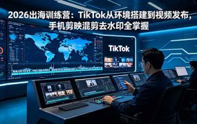 2026出海训练营：TikTok从环境搭建到视频发布，手机剪映混剪去水印全掌握
