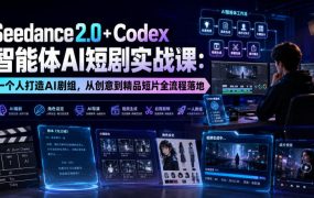 Seedance2.0+Codex智能体AI短剧实战课：一个人打造AI剧组，从创意到精品短片全流程