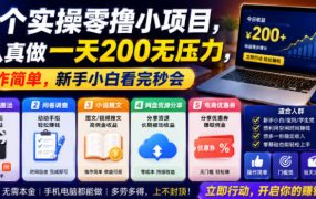5个实操零撸小项目,认真做一天200无压力,操作简单,新手小白看完秒会【揭秘】