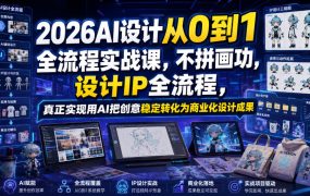 2026AI设计从0到1全流程实战课,不拼画功,设计IP全流程,真正实现用AI把创意稳定转化为商业化设计成果