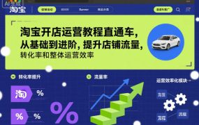 淘宝开店运营教程直通车，从基础到进阶，提升店铺流量，转化率和整体运营效率(更新26年07月11日)