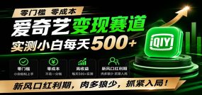 零门槛爱奇艺变现冷门赛道，实测小白每天500+，新风口红利期，肉多狼少，抓紧入局！