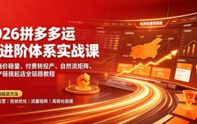 2026拼多多运营进阶体系实战课｜新版拖价稳量、付费转投产、自然流矩阵、高投产链接起店全链路教程
