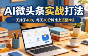 一天挣了408，AI微头条实战打法，每天30分钟比上班强N倍