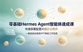 零基础Hermes Agent智能体速成课,快速部署配置对接办公软件;一键自动化报表PPT降低工作负担