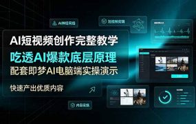 AI短视频创作完整教学,吃透AI爆款底层原理,配套即梦AI电脑端实操演示,快速产出优质内容