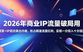 2026年商业IP流量破局用,搜索+IP组合跳出内卷,抢占精准流量红利,实现一分投入十分回报