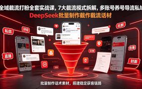 全域截流打粉全套实战课,7大截流模式拆解,多账号养号导流私域,DeepSeek批量制作截流话术素材