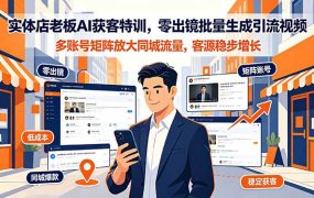 实体店老板AI获客特训,零出镜批量生成引流视频,多账号矩阵放大同城流量,客源稳步增长
