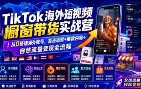 TikTok海外短视频橱窗带货实战营｜从0搭建海外账号，算法运营+爆款内容+自然流量变现全流程