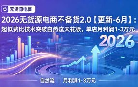 2026无货源电商不备货2.0【更新-6月】:超低费比技术突破自然流天花板,单店月利润1-3万元