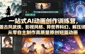一站式AI动画创作训练营,涵盖古风武侠、影视风格、异世界科幻、解压场景,从零自主制作高质量原创短篇动画(更新)