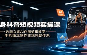 健身科普短视频实操课：选题文案AI作图剪辑教学，手机独立制作变现完整体系
