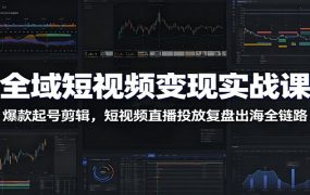 全域短视频变现实战课：爆款起号剪辑，短视频直播投放复盘出海全链路