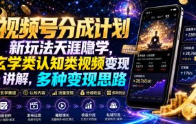 视频号分成计划新玩法天涯隐学，玄学类认知类视频变现讲解，多种变现思路