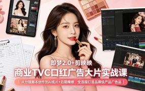 即梦2.0+剪映商业TVC口红广告大片实战课｜从分镜脚本创作到AI成片+后期精修，全流程打造品牌级产品广告