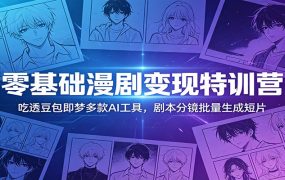 零基础漫剧变现特训营：玩转豆包即梦多款AI工具，剧本分镜批量生成短片