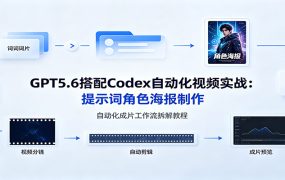 GPT5.6搭配Codex自动化视频实战:提示词角色海报制作,自动化成片工作流拆解教程