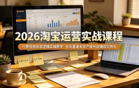 2026 淘宝运营实战课程，付费投放底层逻辑实操教学，优化直通车投产提升店铺成交转化