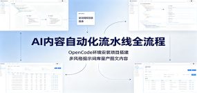 AI内容自动化流水线全流程：OpenCode环境安装项目搭建，多风格提示词库量产图文内容