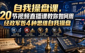 自我操盘课，20节视频直播课教你如何用经政军哲4种思维自我操盘