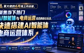 某大佬的6月线上内训课，聚焦当下热门AI智能体与电商运营结合的核心玩法，快速搭建AI智能体电商运营体系