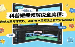 科普短视频解说全流程:趣味文案写作技巧,AI配音字幕预设全套成片实操教程