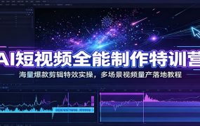 AI短视频全能制作特训营：海量爆款剪辑特效实操，多场景视频量产落地教程